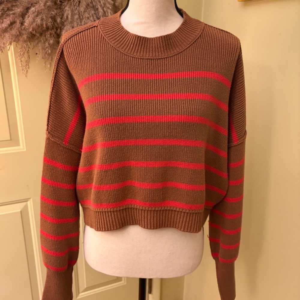 NWOT FREE PEOPLE Easy Street Stripe Crop Pullover size S